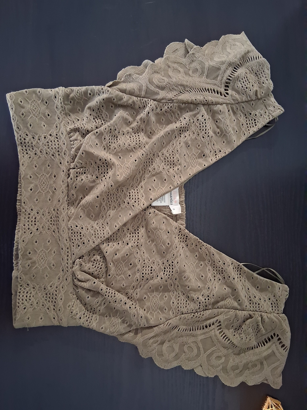 URBAN Romantics Olive Eyelet Lace Crop Top